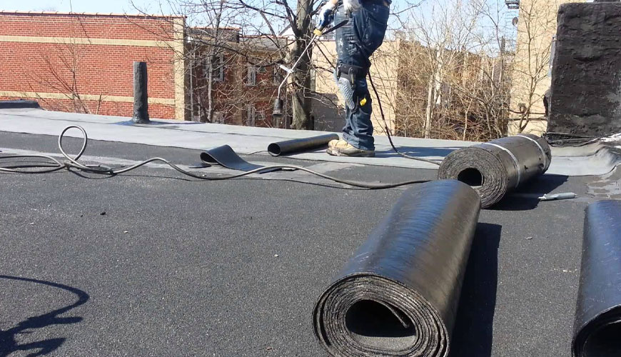 EN 1110 Flexible Sheets for Waterproofing, Bitumen Sheets for Roof Waterproofing, Determination of Flow Resistance at High Temperature