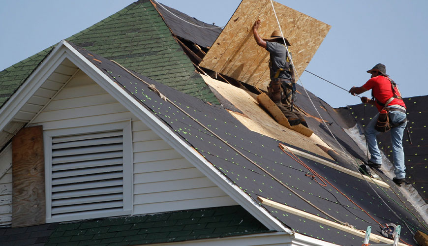 EN 13501-5 Yapı Malzemelerinin ve Yapı Elemanlarının Yangın Sınıflandırması, Bölüm 5: Çatıların Dış Yangına Maruz Kalması için Standart Test